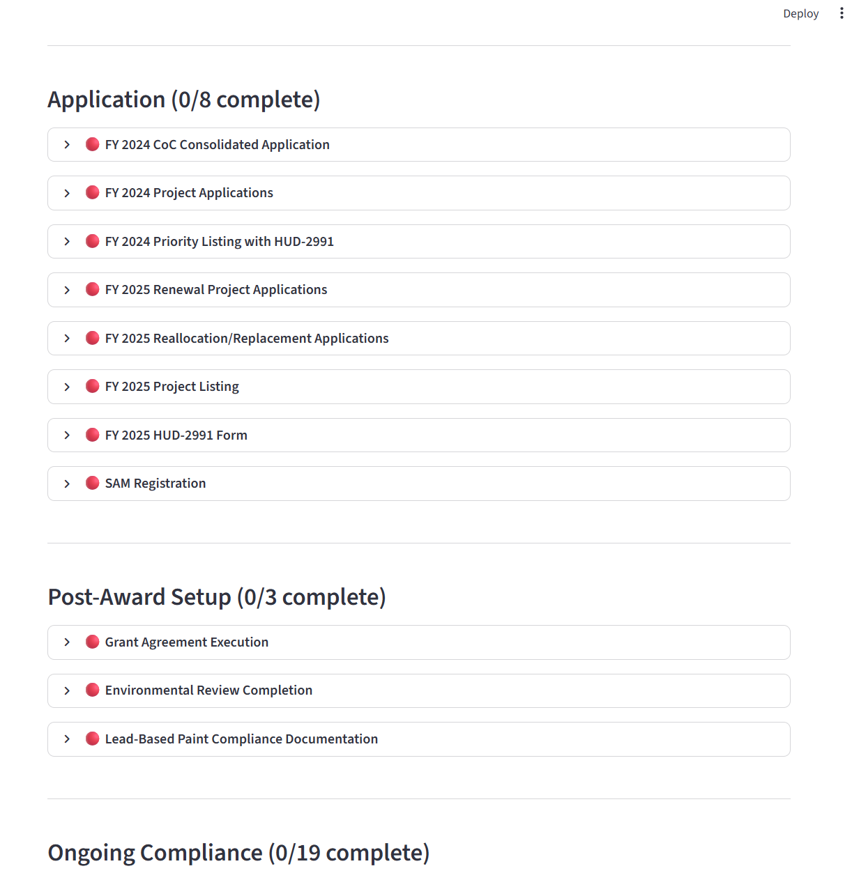 Phase-based deliverables